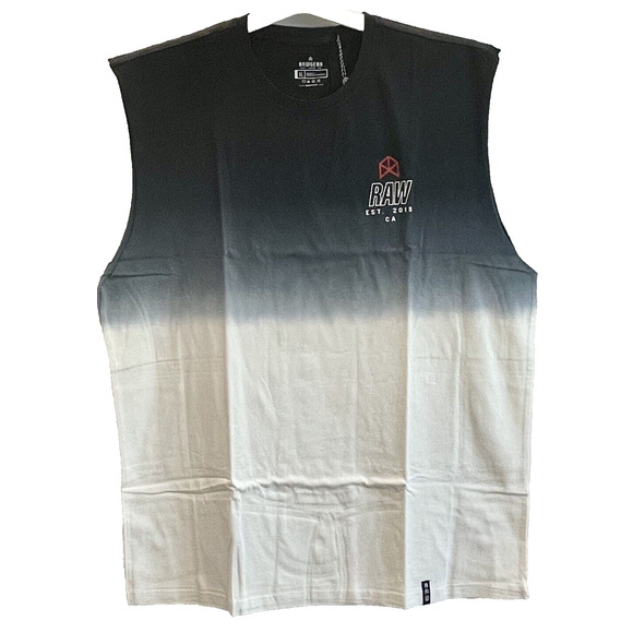 Raw Gear Men's XL Muscle Tank Black White Dip Dye RG339 By Bradley Martyn ✨NEW✨ - Picture 2 of 7